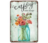 Divertente cartello vintage in metallo decorativo da giardino con fiori freschi e placche per la cucina Enjoy The Little Things Farmhouse 15,2 x 20,3 cm