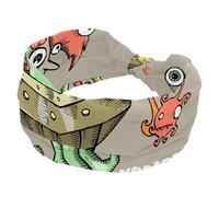 Divertente cartone animato Alien Monster Octopus ampie fasce per le donne antiscivolo turbante fascia elastica per capelli yoga fascia per capelli sudore sport allenamento copricapo