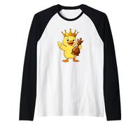 Divertente Cartone Animato Anatra Scacchi e re Personaggio Maglia con Maniche Raglan