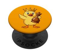 Divertente cartone animato anatra scacchi e re personaggio PopSockets PopGrip Adesivo