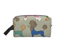 Divertente cartone animato barboncino colorato, organizer per cosmetici di grande capacità, borsa da viaggio per il trucco da donna