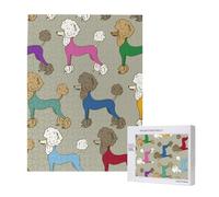 Divertente cartone animato barboncino colorato,Puzzle in legno da 500 pezzi per adulti e adolescenti