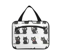 Divertente cartone animato gatto nero appeso borse da toilette per le donne con gancio, designer unisex trucco borse per le donne must-have bagno kit de para Mujer L
