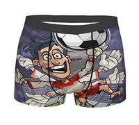 Divertente Cartone Animato Portiere di Calcio Uomo Boxer Slip Classico Underwear Aderenti Slip Mutande Moda Boxer Aderenti S