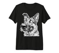 Divertente Cartoon Dog Face Amanti dei Cani Maglietta Premium