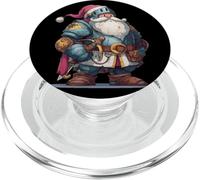 Divertente cavaliere di Babbo Natale con cappello di Natale e spada medievale PopSockets PopGrip per MagSafe