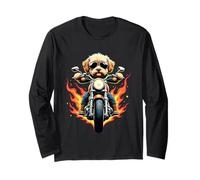 Divertente Cavapoo Dog Riding a Motorcycle Design Cavapoo Lovers Maglia a Manica