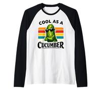 Divertente Cetriolo Fresco Come Un vegetale retrò Occhiali da Sole retrò Maglia con Maniche Raglan