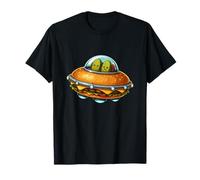 Divertente Cheeseburger Astronave Pickle UFO Alieno Maglietta