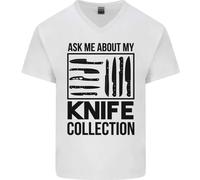 Divertente Chef Ask About My Coltello Collezione Uomo Scollo A V Cotone T-Shirt