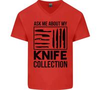Divertente Chef Ask About My Coltello Collezione Uomo Scollo A V Cotone T-Shirt