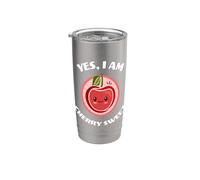 Divertente Cherry I Am Cherry Dolce Carino Adorabile Kawaii Cibo Pun Bicchiere termico in acciaio inox doppia parete