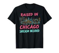 Divertente, Chicago, Illinois, Notte, Orizzonte, Vendemmia Maglietta