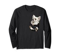 Divertente Chihuahua Cane in Tasca Capelli Lunghi Chiwawa Dog Lover Maglia a Manica