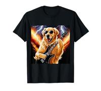Divertente chitarra che suona Golden Retriever per ragazzi, uomini e ragazze Maglietta