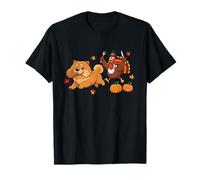 Divertente Chow Chow Turchia Autunno Ringraziamento Donna Uomo Bambini Maglietta