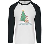 Divertente Christmas Santa Bunny Uomo L/S Baseball T-Shirt