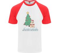 Divertente Christmas Santa Bunny Uomo S/S Baseball T-Shirt