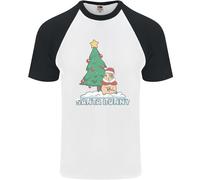 Divertente Christmas Santa Bunny Uomo S/S Baseball T-Shirt
