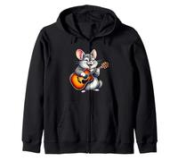 Divertente cincillà Che Suona la Chitarra Design per Gli Amanti della Musica Felpa con Cappuccio