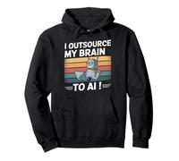 Divertente citazione AI "I Outsourcing My Brain to AI" Robot Design Felpa con Cappuccio