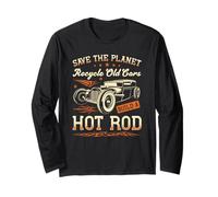 Divertente Citazione Auto d'Epoca, Save The Planet Build A Hot Rod Maglia a Manica