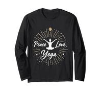 Divertente Citazione Yoga Regalo Pace Amore Maglia a Manica