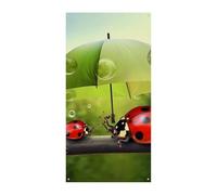 Divertente coccinella che tiene ombrelli copertura per porta primavera estate bandiera da appendere portico cartello all'aperto stagionale vacanza cortile decorazione per porta d'ingresso e portico