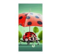 Divertente coccinella che tiene ombrelli copertura per porta primavera estate bandiera da appendere portico cartello all'aperto stagionale vacanza cortile decorazione per porta d'ingresso e portico