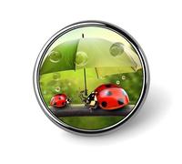 Divertente coccinella che tiene ombrelli distintivo rotondo carino smalto spilla spilla spilla personalizzata abbigliamento decorazione unisex porta badge cappelli borse camicie Decor