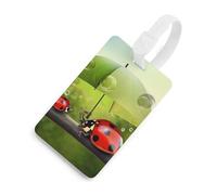 Divertente coccinella che tiene ombrelli etichette per bagagli per valigie con scudo per la privacy borsa da viaggio targhetta identificativa per uomini e donne zaino per borse, stile bianco, taglia