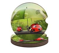 Divertente coccinella con ombrelli da 6,6 cm, 4 pezzi, antiscivolo, universali, sottobicchieri, sottobicchieri, set di accessori per interni dell'auto, unisex