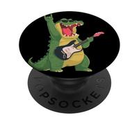 Divertente coccodrillo musica rock chitarrista design retrò PopSockets PopGrip Adesivo
