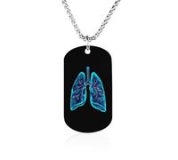 Divertente collana commemorativa ai polmoni in acciaio al titanio rettangolare con ciondolo a forma di catena