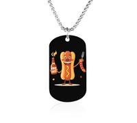 Divertente collana commemorativa alla moda con hot dog stampato in acciaio al titanio gioielli novità immagine collana piastrine cane per uomo donna