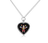 Divertente collana con ciondolo a forma di clown che si giocoleria, circo, intrattenitore, urna per ceneri a forma di cuore, collana commemorativa per animali domestici