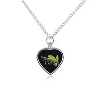 Divertente collana con ciondolo a forma di rana verde, per ceneri e cuore, collana commemorativa per animali domestici