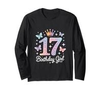 Divertente Compleanno Ragazza 17 dicendo Sparkle Crown Magic Maglia a Manica