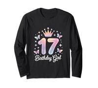 Divertente Compleanno Ragazza 17 dicendo Sparkle Crown Magic Maglia a Manica
