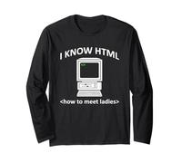 Divertente Computer Nerd Che so Come incontrare Signore Che conosco HTML Maglia a Manica