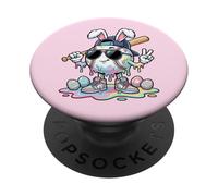 Divertente coniglietto da baseball a goccia Tie Dye Pasqua ragazzi bambini bambini PopSockets PopGrip Adesivo