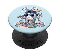 Divertente coniglietto da baseball a goccia Tie Dye Pasqua ragazzi bambini bambini PopSockets PopGrip Adesivo