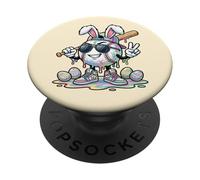 Divertente coniglietto da baseball a goccia Tie Dye Pasqua ragazzi bambini bambini PopSockets PopGrip Adesivo