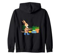 Divertente Coniglio Urbano Giardinaggio Cartone Animato Design Felpa con Cappuccio