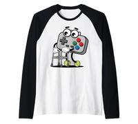 Divertente Controller per Videogiochi retrò Kawaii Retro Gaming Design Maglia con Maniche Raglan