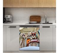 Divertente coperchio magnetico per lavastoviglie, procione animale, decorazione magnetica per frigorifero, cucina, porta, 58,4 x 66 cm