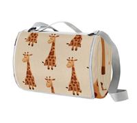Divertente coperta da picnic con giraffa, impermeabile, 150 x 145 cm, grande, coperta da spiaggia, da campeggio, a prova di sabbia, lavabile in lavatrice, con maniglia per il trasporto, per campeggio