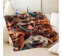 Divertente coperta in flanella con stampa di cani selfie, super morbida e accogliente a tema cani, per gli amanti degli animali domestici e per uso domestico (05, 200 x 200 cm)