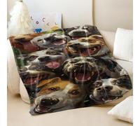 Divertente coperta in flanella con stampa di cani selfie, super morbida e accogliente a tema cani, per gli amanti degli animali domestici e per uso domestico (03, 130 x 150 cm)