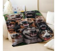 Divertente coperta in flanella con stampa di cani selfie, super morbida e accogliente a tema cani, per gli amanti degli animali domestici e per uso domestico (01, 150 x 200 cm)